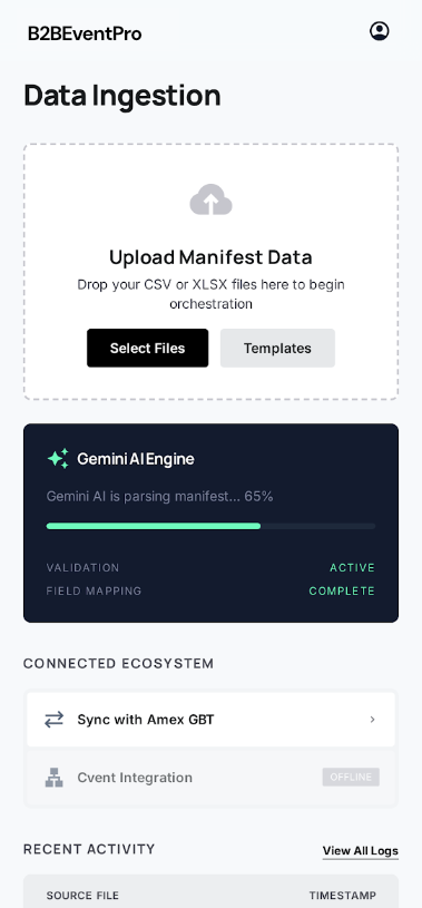 Data ingestion screen