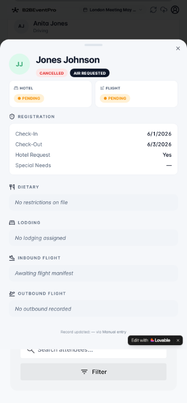 Unified guest record screen